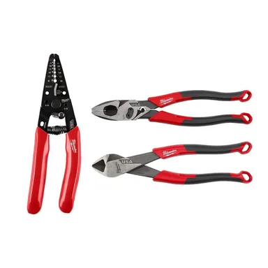 Milwaukee MT702-MT550C-MT558, unclassified: 8-20 AWG Dpd Grip Wire Stripper(USA),9" Linemans Cmfrt Grip Pliers(USA), 8" Diagonal Cmfrt Grip Cutting Pliers(USA)