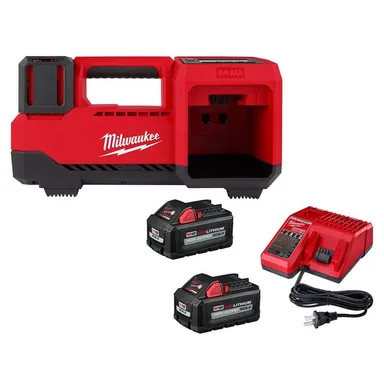 Milwaukee 2848-20-48-59-1862S, bundle: M18 18-Volt Lithium-Ion Cordless Inflator with Two 6.0Ah Batteries and Charger
