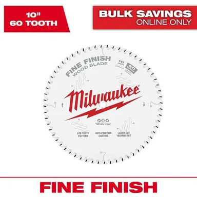 Milwaukee 48-40-1028, accessory: 10 in. x 60-Tooth Fine Finish Circular Saw Blade