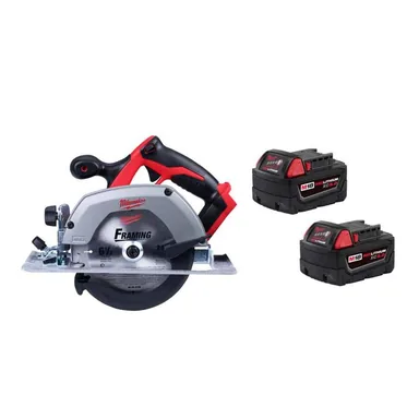 Milwaukee 2630-20-48-11-1852B, bundle: M18 18V Lithium-Ion Cordless 6-1/2 in. Circular Saw w/ (2) M18 5.0 Ah Batteries