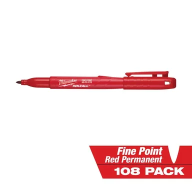 Milwaukee 48-22-3170-108X, accessory: INKZALL Red Fine Point Jobsite Permanent Marker (108-Pack)