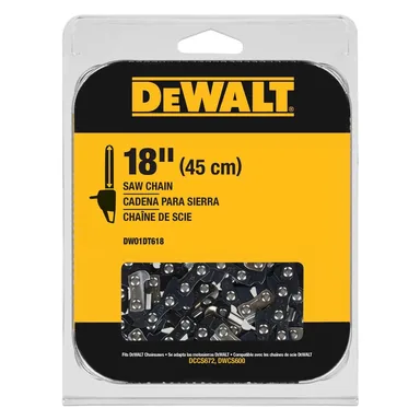 DeWalt DWO1DT618, accessory: 18 in. 3/8 in. Pitch, 0.050 in. Gauge, 62 Link Replacement Chainsaw Chain