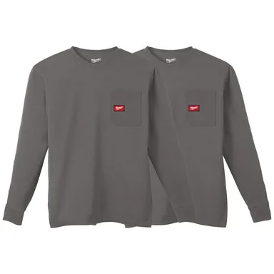 Milwaukee 606B-XL-606B-XL, bundle: Men's X-Large Black GRIDIRON Cotton/Polyester Long-Sleeve Pocket T-Shirt (2-Pack)