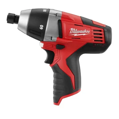 Milwaukee 2455-20, bare tool: M12 12V Lithium-Ion Cordless 1/4 in. No-Hub Coupling Driver (Tool-Only) (photograph from the Home Depot listing)