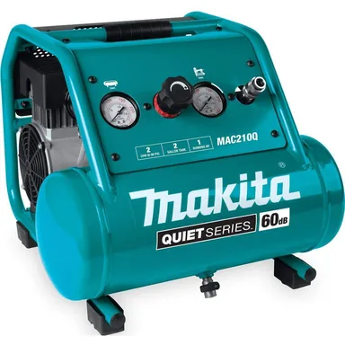 Makita MAC210Q, standalone tool: Makita MAC210Q Quiet Series 1 HP, 2 Gallon, Oil-Free, Electric Air Compressor