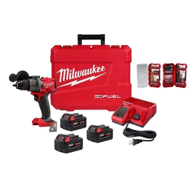 Milwaukee 2903-22-48-11-1850-48-32-4098, bundle: M18 FUEL 18V 1/2 in. Drill/Driver Kit  (3) 5.0Ah Batteries, Hard Case with 75-Pc Bit Set