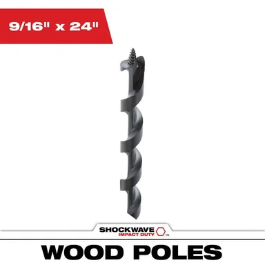 Milwaukee 48-13-6803, accessory: 9/16 in. x 24 in. Shockwave Lineman's Impact Auger Bit
