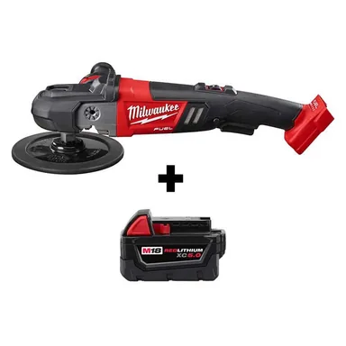 Milwaukee 2738-20-48-11-1850, bundle: M18 FUEL 18V Lithium-Ion Brushless Cordless 7 in. Variable Speed Polisher with M18 5.0 Ah Battery