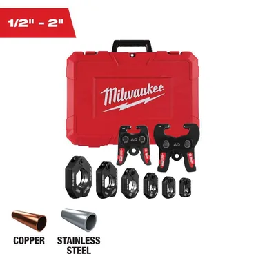 Milwaukee 49-16-2692X, accessory: 1/2 in. - 2 in. CTS-V Copper Pivoting Press Ring Kit for M18 FORCE LOGIC Press Tools (photograph from the Home Depot listing)