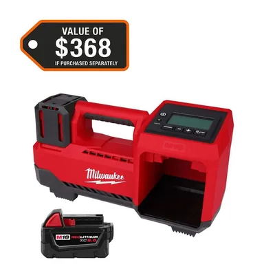 Milwaukee 2848-20-48-11-1850, bundle: M18 18-Volt Lithium-Ion Cordless Electric Portable Inflator with 5.0 Ah Battery