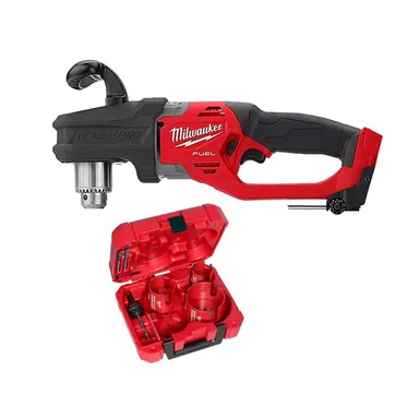 Milwaukee 2807-20-49-56-9280, bundle: M18 FUEL GEN II 18-Volt Li-Ion Brushless Cordless 1/2 in. Hole Hawg Right Angle Drill with Carbide Hole Saw Kit (7pc)