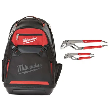 Milwaukee 48-22-8200-48-22-6330, bundle: 6 in. and 10 in. Jobsite Backpack with Straight-Jaw Pliers Set (2-Piece)