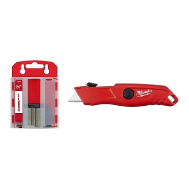 Milwaukee 48-22-1950-48-22-1512, bundle: 50PC General Purpose Utility Blades w/ Dispenser and Self Retracting Utility Knife