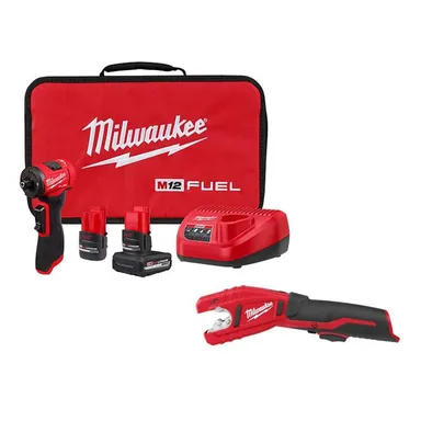 Milwaukee 3485-22-2471-20, bundle: M12 FUEL 12V Lithium-Ion Brushless Cordless 1/4 in. Right Angle Die Grinder Kit with Copper Tubing Cutter