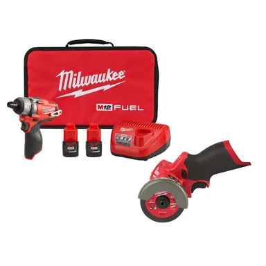 Milwaukee 2402-22-2522-20, bundle: M12 FUEL 12V Lithium-Ion Brushless Cordless 1/4 in. Hex 2-Speed Screwdriver Kit W/2 2.0h Batteries, Bag,& 3in CutOff Saw