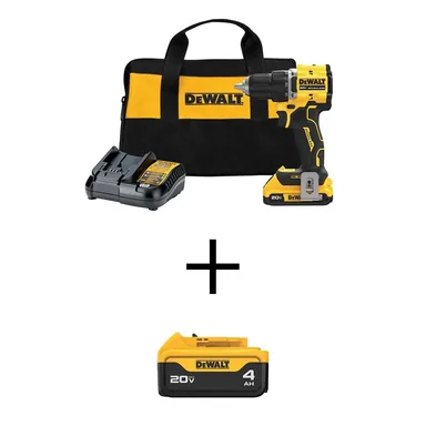 DeWalt DCD794D1WDCB204, bundle: ATOMIC 20V Lithium-Ion Cordless Compact 1/2 in. Drill/Driver Kit with 4.0Ah Battery, 2.0Ah Battery and Charger