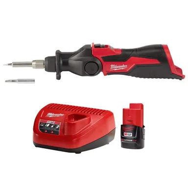 Milwaukee 2488-20-48-59-2420, bundle: M12 12-Volt Lithium-Ion Cordless Soldering Iron with Compact Battery Pack 2.0Ah and Charger Starter Kit