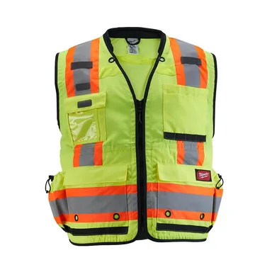 Milwaukee 48-73-5164, accessory: 4X-Large/5X-Large Yellow Class 2 Surveyor's High Visibility Safety Vest with 27-Pockets (photograph from the Home Depot listing)