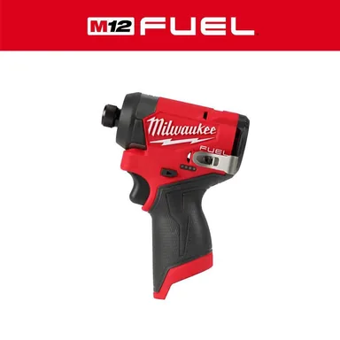 Milwaukee 3453-20, bare tool: M12 FUEL 12V Lithium-Ion Brushless Cordless 1/4 in. Hex Impact Driver (Tool-Only) (photograph from the Home Depot listing)