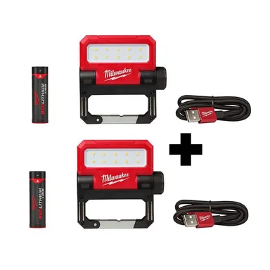 Milwaukee 2114-21-2114-21, bundle: 550 Lumens LED REDLITHIUM USB Pivoting Flood Light (2-Pack)