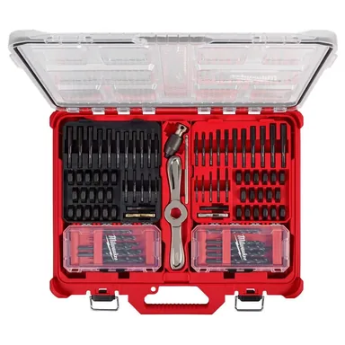 Milwaukee 49-22-5614, accessory: SAE & Metric Tap & Die PACKOUT Set w/ HEX-LOK 2-in-1 Handle (107-Piece) (photograph from the Home Depot listing)