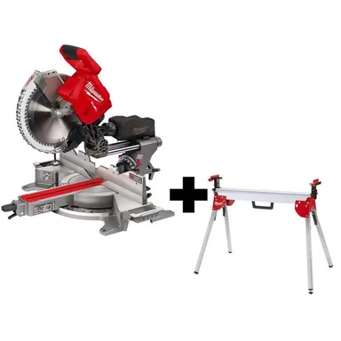 Milwaukee 2739-20-48-08-0551, bundle: M18 FUEL 18V Lithium-Ion Brushless Cordless 12 in. Dual Bevel Sliding Compound Miter Saw with Stand (Tool-Only)
