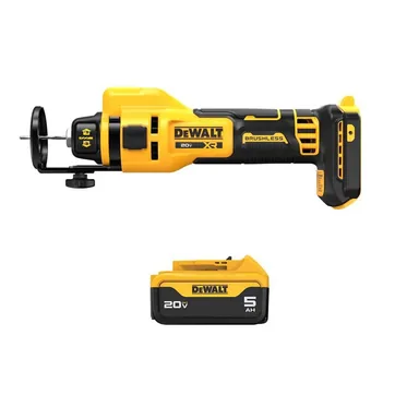 DeWalt DCE555BWDCB205, bundle: 20V XR Lithium-Ion Cordless Rotary Drywall Cut-Out Tool with 20V Max Premium 5.0Ah Battery Pack
