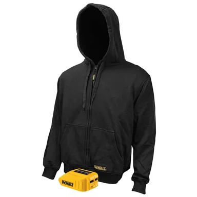 DeWalt DCHJ067B-L, unclassified: Men's Large 20V XR Lithium Ion Black bare Hoodie with 1 USB Power Adapter