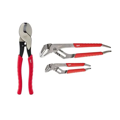 Milwaukee 48-22-6104-48-22-6330, bundle: Comfort Grip Cable Cutting Pliers and 6" & 10" Comfort Grip Straight Jaw Pliers Set