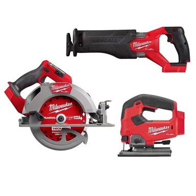 Milwaukee 2834-20-2821-20-2737-20, bundle: M18 FUEL 18V Lith-Ion Brushless Cordless 7-1/4 in. Circular Saw w/ Recip Saw & Jig Saw