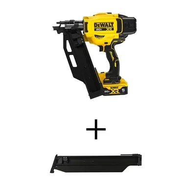 DeWalt DCN920P1WDZN920, bundle: 20V Lithium-Ion 21° Cordless Framing Nailer Kit and Extended Magazine with 5.0 Ah Battery and Charger