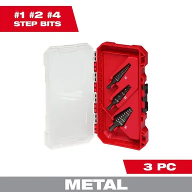 Milwaukee 48-89-9221, accessory: Black Oxide Step Drill Bit Set (3-Piece)