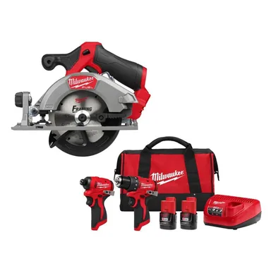 Milwaukee 2521-20-3494-22, bundle: M12 FUEL 12V Lithium-Ion Brushless 5-3/8 in. Cordless Circular Saw, &Drill Impact Driver Kit