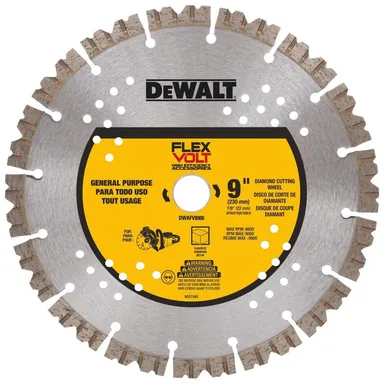 DeWalt DWAFV8900, accessory: Flexvolt 9 in. Diamond Concrete Cutting Cut-Off Saw Blade (photograph from the Home Depot listing)