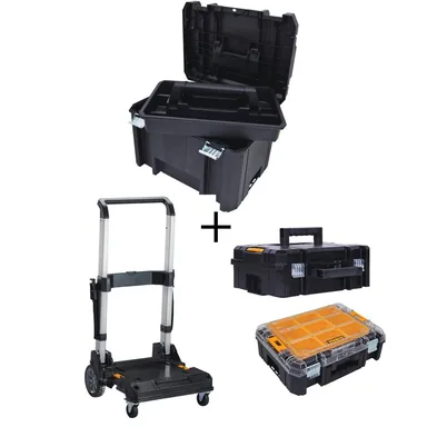 DeWalt DWTSTAK06, accessory: TSTAK VI 17 in. Deep Tool Box, TSTAK II Flat Top Tool Case, TSTAK V 9-Compartment Organizer and Trolley Storage System