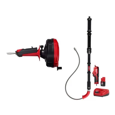 Milwaukee 49-16-2573-3576-21, bundle: Trap Snake Auger Drain Cleaning Kit and M12 Trap Snake 12V Lithium-Ion Cordless 6 ft. Toilet Auger