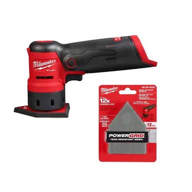 Milwaukee 2531-20-48-80-5320, bundle: M12 12-Volt FUEL Lithium-Ion Cordless Orbital Detail Sander (Tool-Only) W/320-Grit Mesh Sanding Sheets (12-Pack)