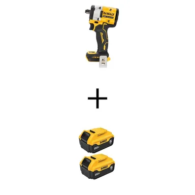 DeWalt DCF921BWCB205-2, bundle: ATOMIC 20V MAX Lithium-Ion Cordless Brushless 1/2 in. Variable Speed Impact Wrench with (2) 20V Premium 5Ah Batteries