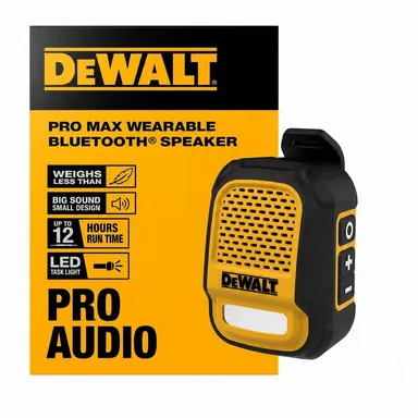 DeWalt 190 1178 DW2, unclassified: Pro Max Clip-On Bluetooth Speaker with LED Work Light