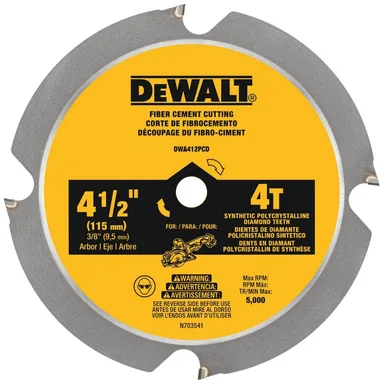 DeWalt DWA412PCD, accessory: ATOMIC 4-1/2 in. 4-Tooth Fiber Cement Cutting Circular Saw Blade