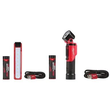 Milwaukee 2112-21-2113-21, bundle: 445 Lumens LED Rover Rechargeable Pocket Flood Light & 500 Lumens LED Pivoting REDLITHIUM USB Flashlight (2-Pack)