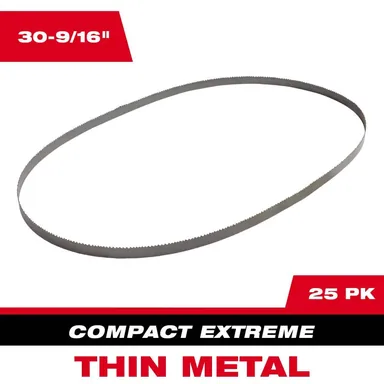 Milwaukee 48-39-0636, accessory: 30-9/16 in. 12/14 TPI Compact Extreme Thin Metal Cutting Band Saw Blade (25-Pack) For M12 FUEL Bandsaw (photograph from the Home Depot listing)