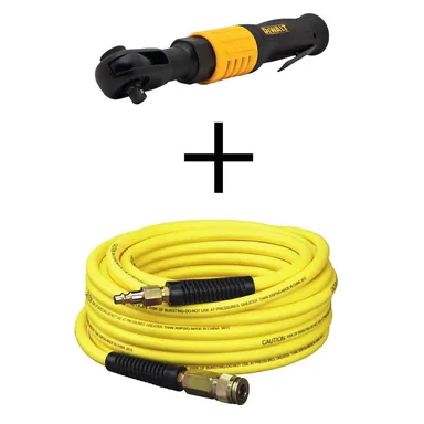 DeWalt DWMT70776W1450D, bundle: 3/8 in. Pneumatic Ratchet and 50 ft. x 1/4 in. Air Hose