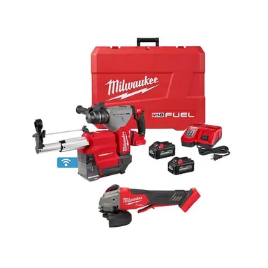Milwaukee 2915-22DE-2888-20, bundle: M18 FUEL 18V Lithium-Ion Brushless 1-1/8 in. Cordless SDS-Plus Rotary Hammer/Dust Extractor Kit w/Brushless Grinder