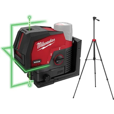 Milwaukee 3622-20-48-35-1411, bundle: M12 12-Volt Lithium-Ion Cordless Green 125 ft. Cross Line & Plumb Points Laser Level (Tool-Only) with Adjustable Tripod