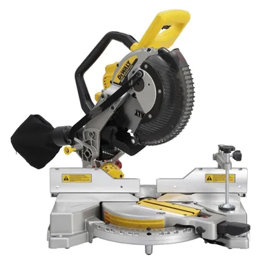 DeWalt DCS714B, bare tool: 20-Volt MAX XR Cordless 10 in. Dual Bevel Fixed Miter Saw (Tool Only) (photograph from the Home Depot listing)
