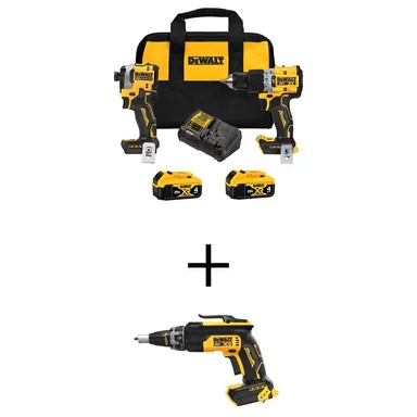 DeWalt DCK2050M2WF630B, bundle: 20V MAX XR Hammer Drill and ATOMIC Impact Driver 2 Tool Cordless Combo Kit & Screw Gun with (2) 4Ah Batteries & Charger