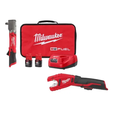 Milwaukee 2565-22-2471-20, bundle: M12 FUEL 12V Lithium-Ion Brushless Cordless 1/2 in. Right Angle Impact Wrench Kit with Copper Tubing Cutter
