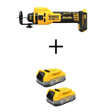 DeWalt DCE555BWBP034-2, bundle: XR 20V Lithium-Ion Cordless Rotary Drywall Cut-Out Tool with (2) 20V MAX POWERSTACK Compact Lithium-Ion Batteries
