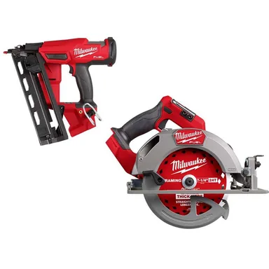 Milwaukee 2841-20-2834-20, bundle: M18 FUEL 18-Volt Lithium-Ion Brushless Cordless Gen II 16-Gauge Angled Finish Nailer with 7-1/4 in. Circular Saw
